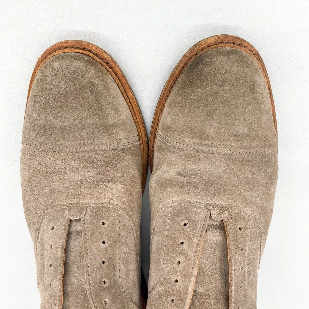 Frye Mens 7D Paul Bal‎ Cap Toe Oxfords Shoes Gray Suede Casual Slip On Loafer